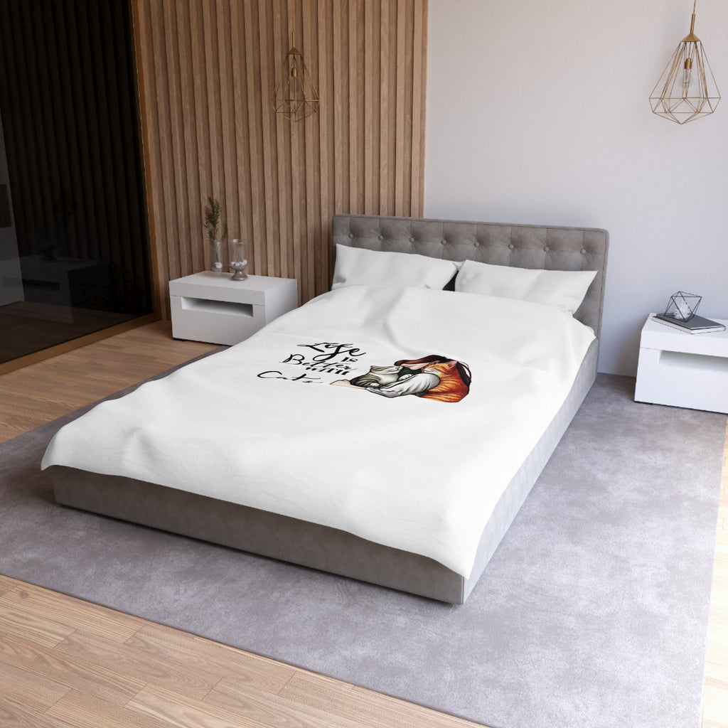 Microfiber Duvet Cover – "Life Is Better With Cats" Cat Lover Bedding