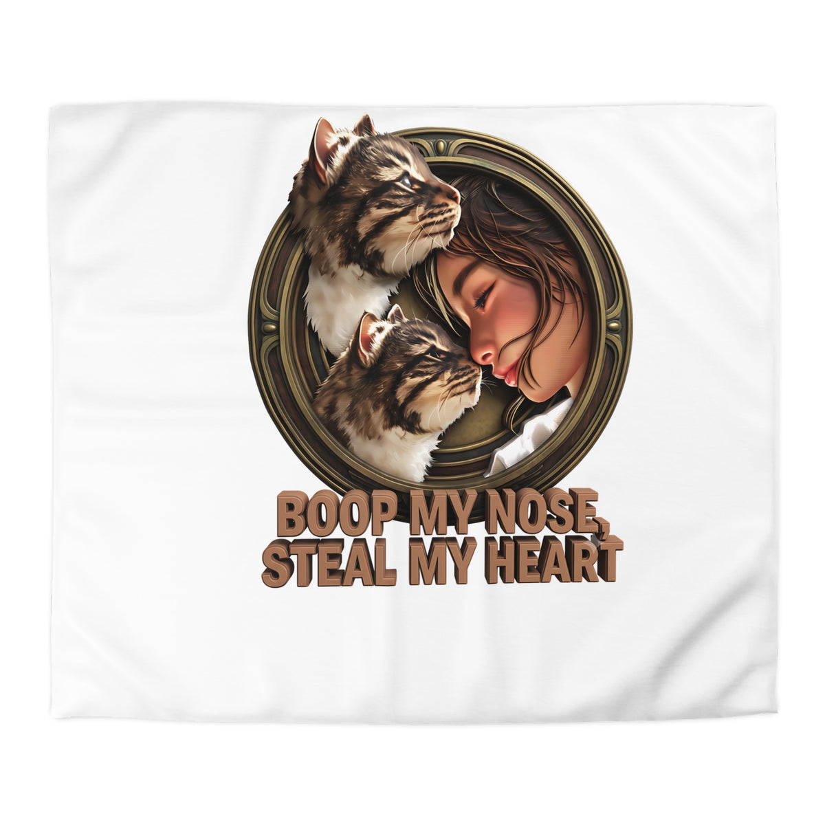 Cat Lover Duvet Cover — "Boop My Nose, Steal My Heart" Cozy Microfiber Bedding