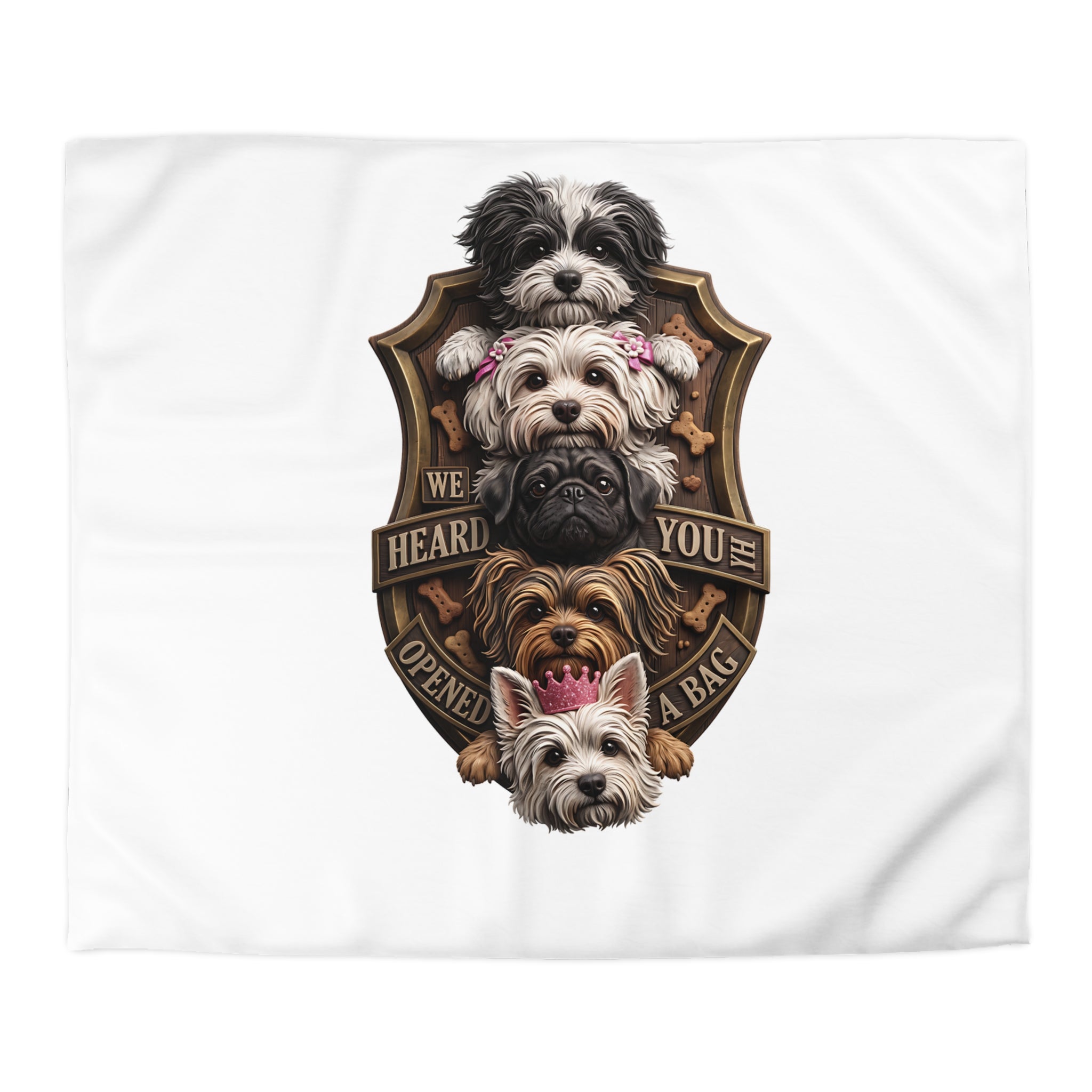 Dog Stack Microfiber Duvet Cover — "We Heard You Opened A Bag" Cute Puppy Portraits