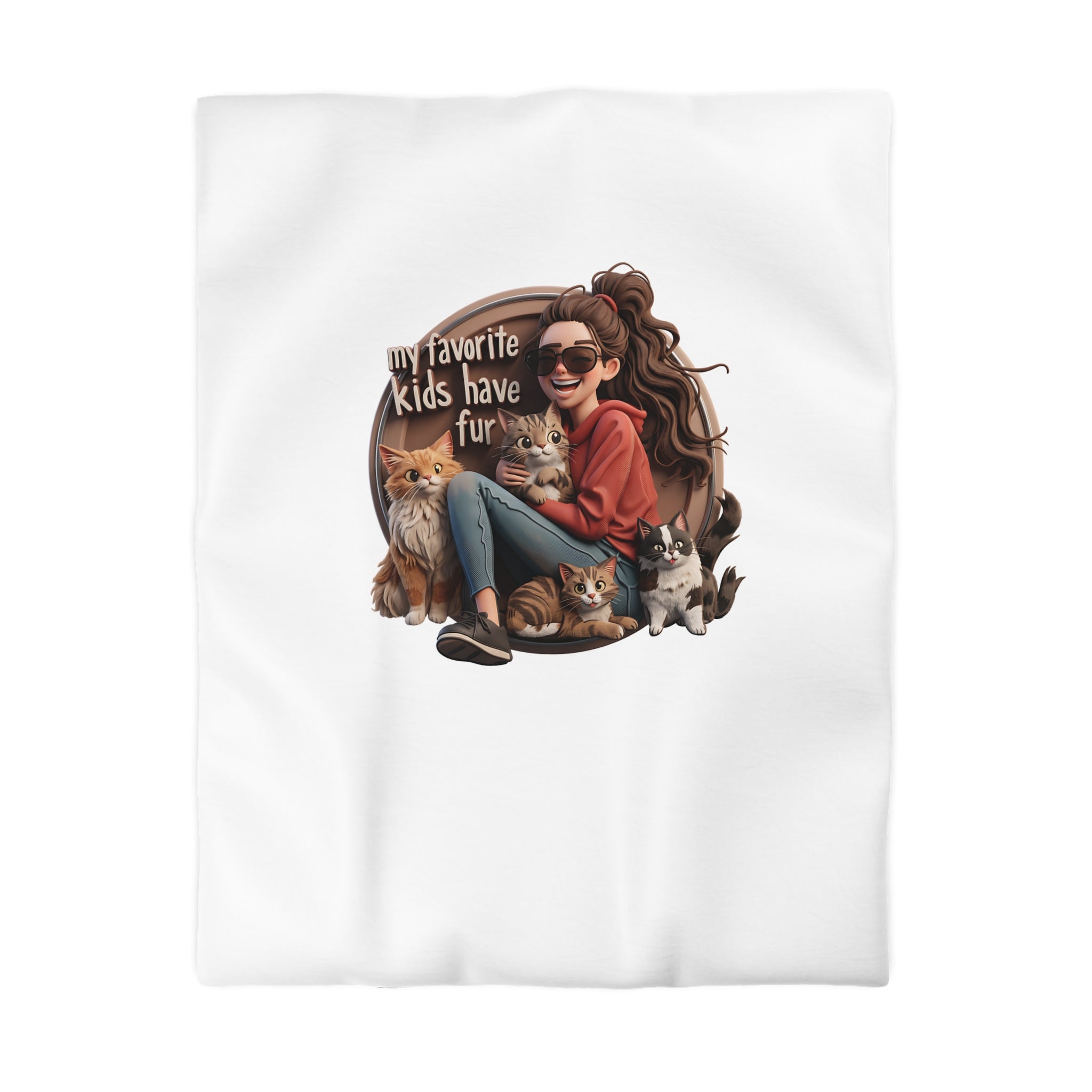 Duvet Cover — "My Favorite Kids Have Fur" Cat & Dog Pet Lover Microfiber Duvet