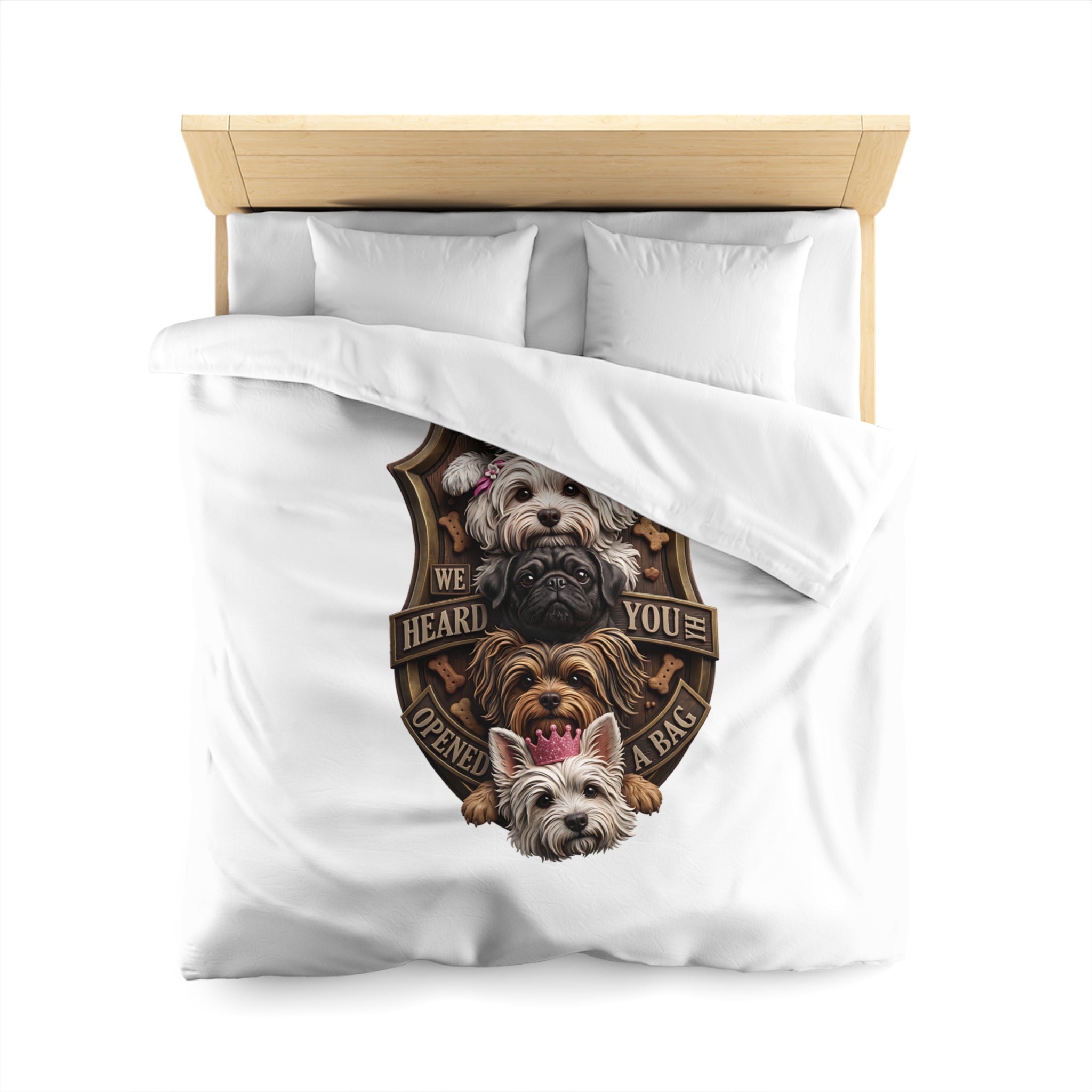 Dog Stack Microfiber Duvet Cover — "We Heard You Opened A Bag" Cute Puppy Portraits