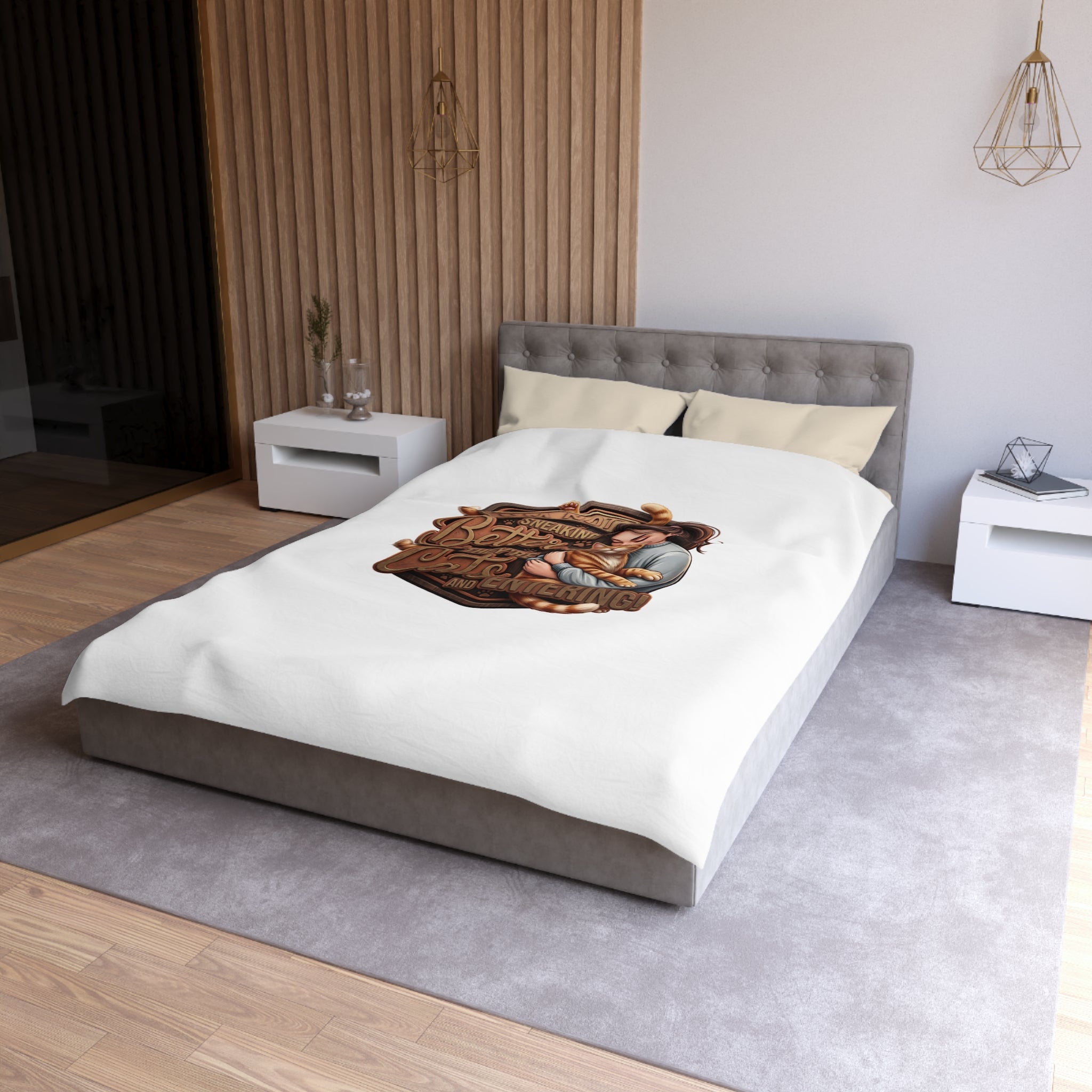 Cat Lover Duvet Cover — "I’m Not Sneaking, Better The Way Cats Are Entering" Cozy Microfiber