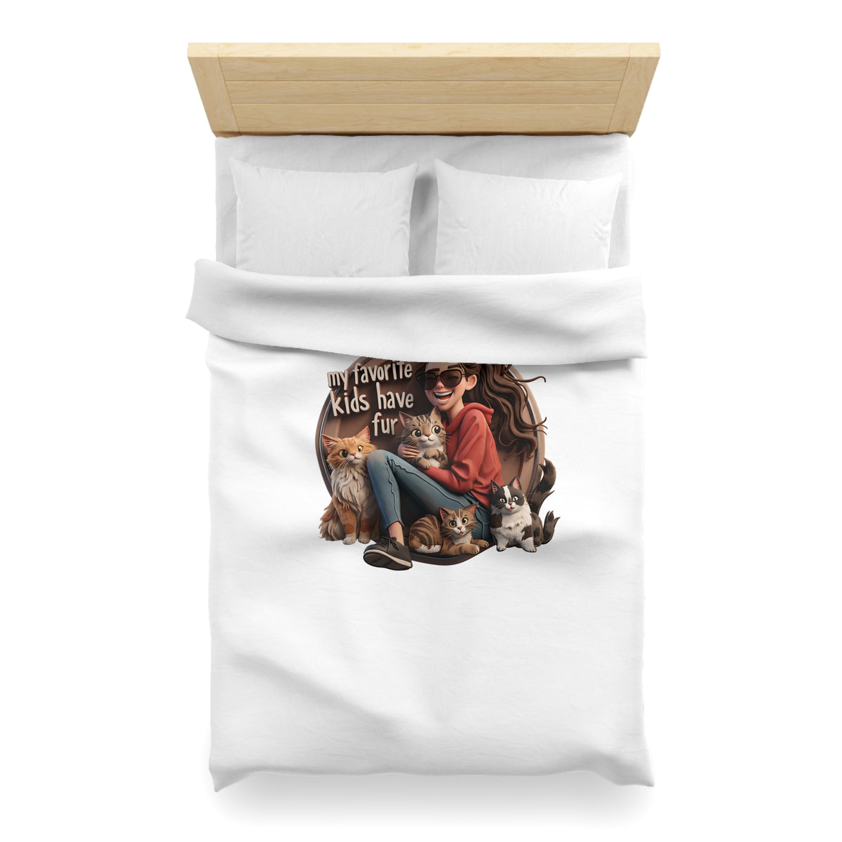 Duvet Cover — "My Favorite Kids Have Fur" Cat & Dog Pet Lover Microfiber Duvet