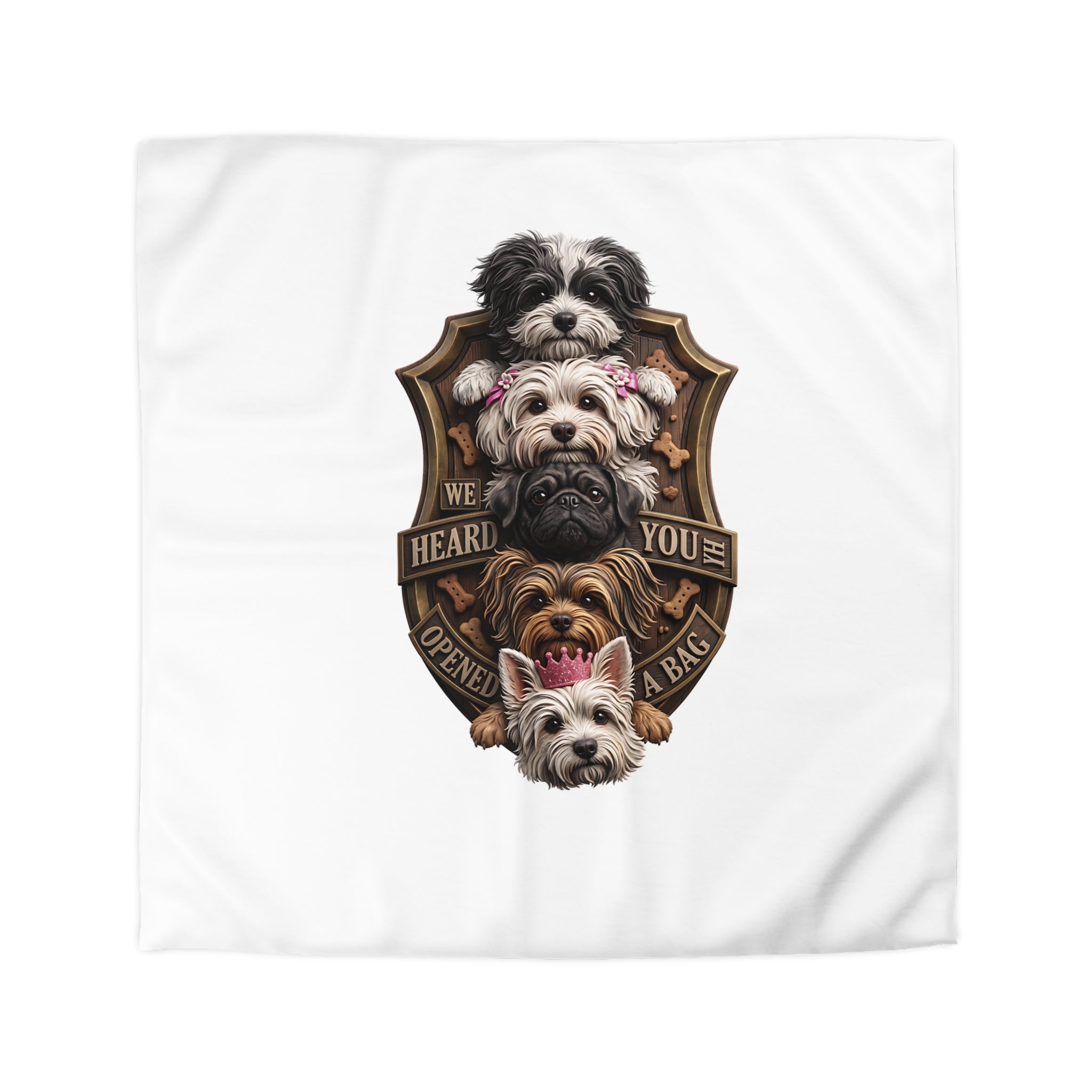 Dog Stack Microfiber Duvet Cover — "We Heard You Opened A Bag" Cute Puppy Portraits