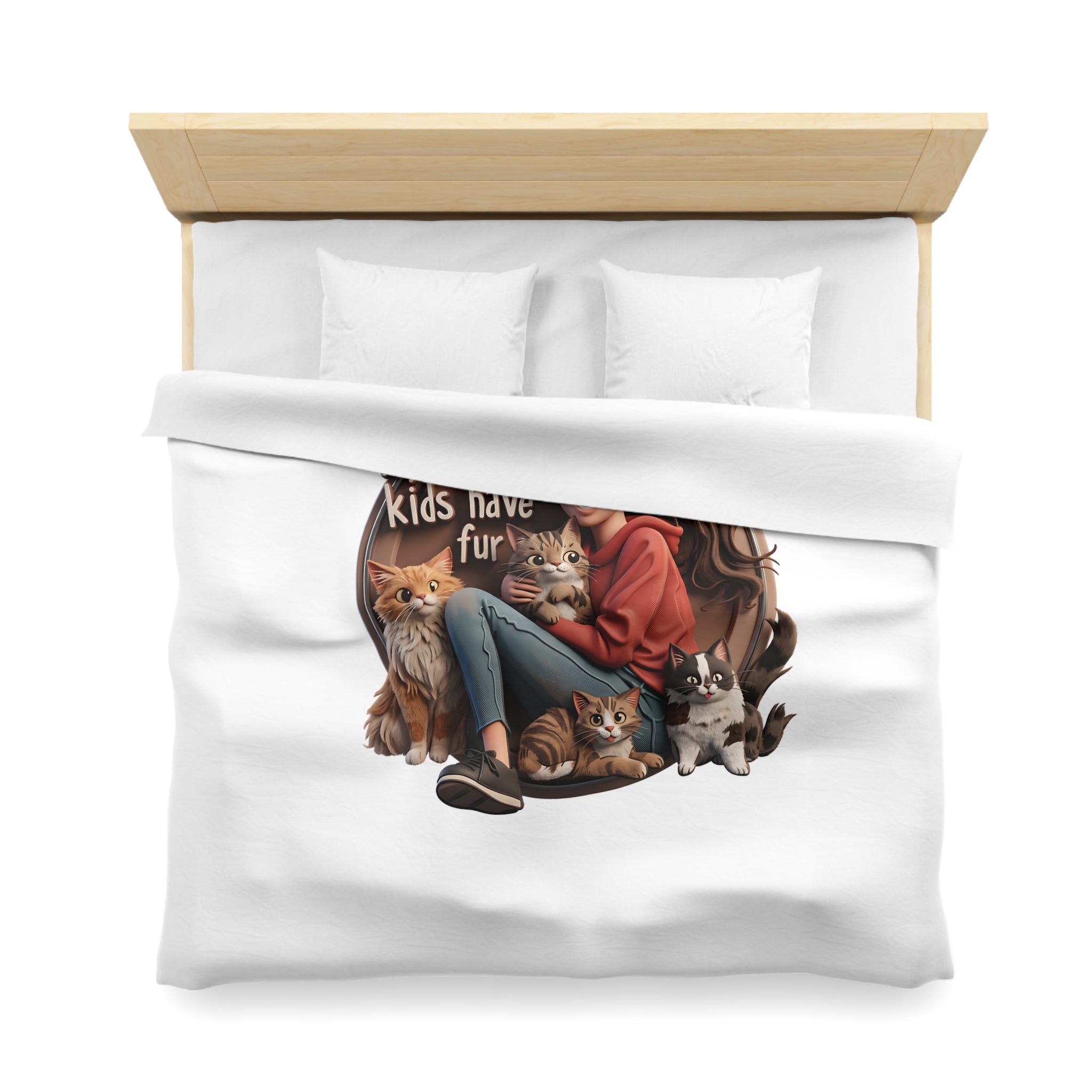 Duvet Cover — "My Favorite Kids Have Fur" Cat & Dog Pet Lover Microfiber Duvet