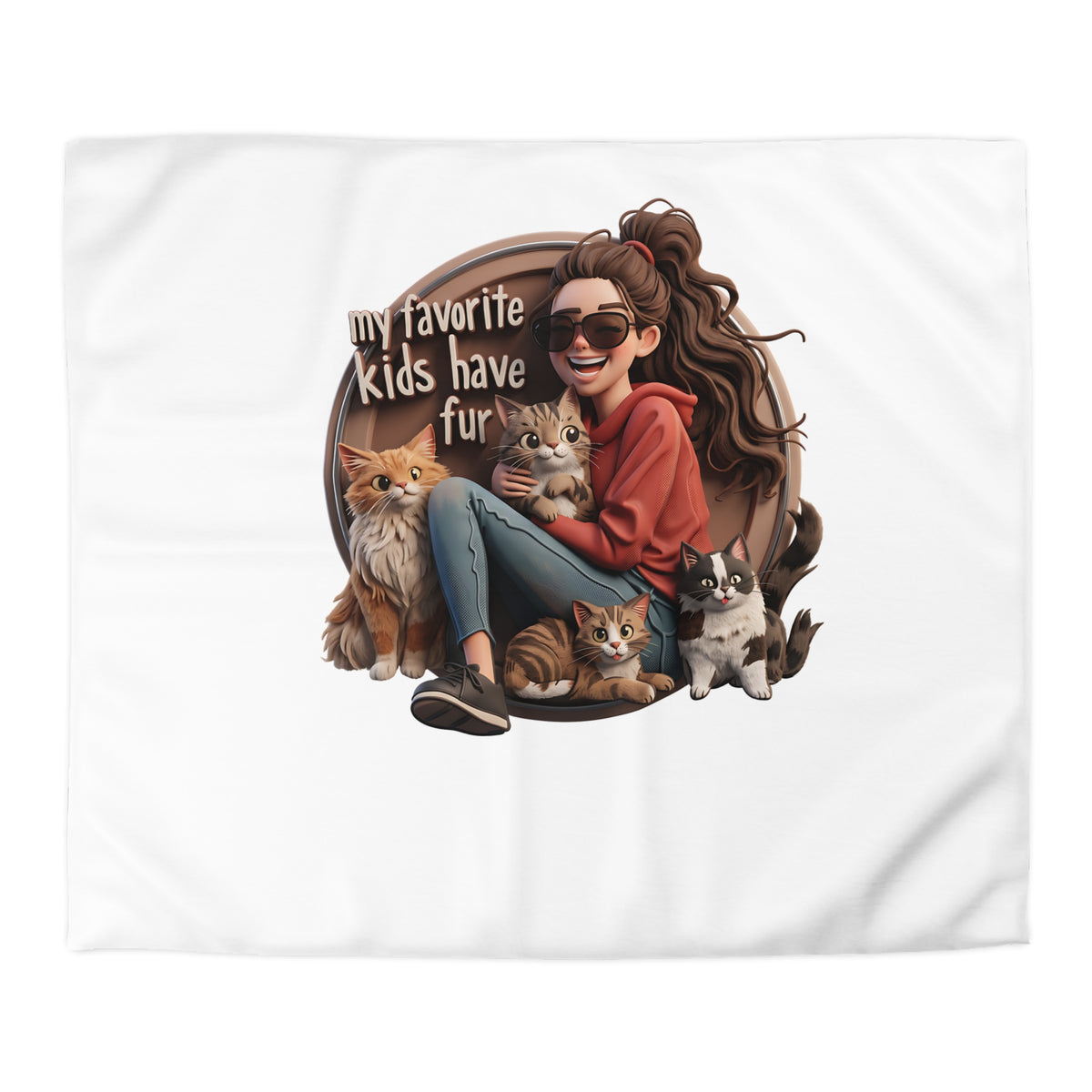 Duvet Cover — "My Favorite Kids Have Fur" Cat & Dog Pet Lover Microfiber Duvet