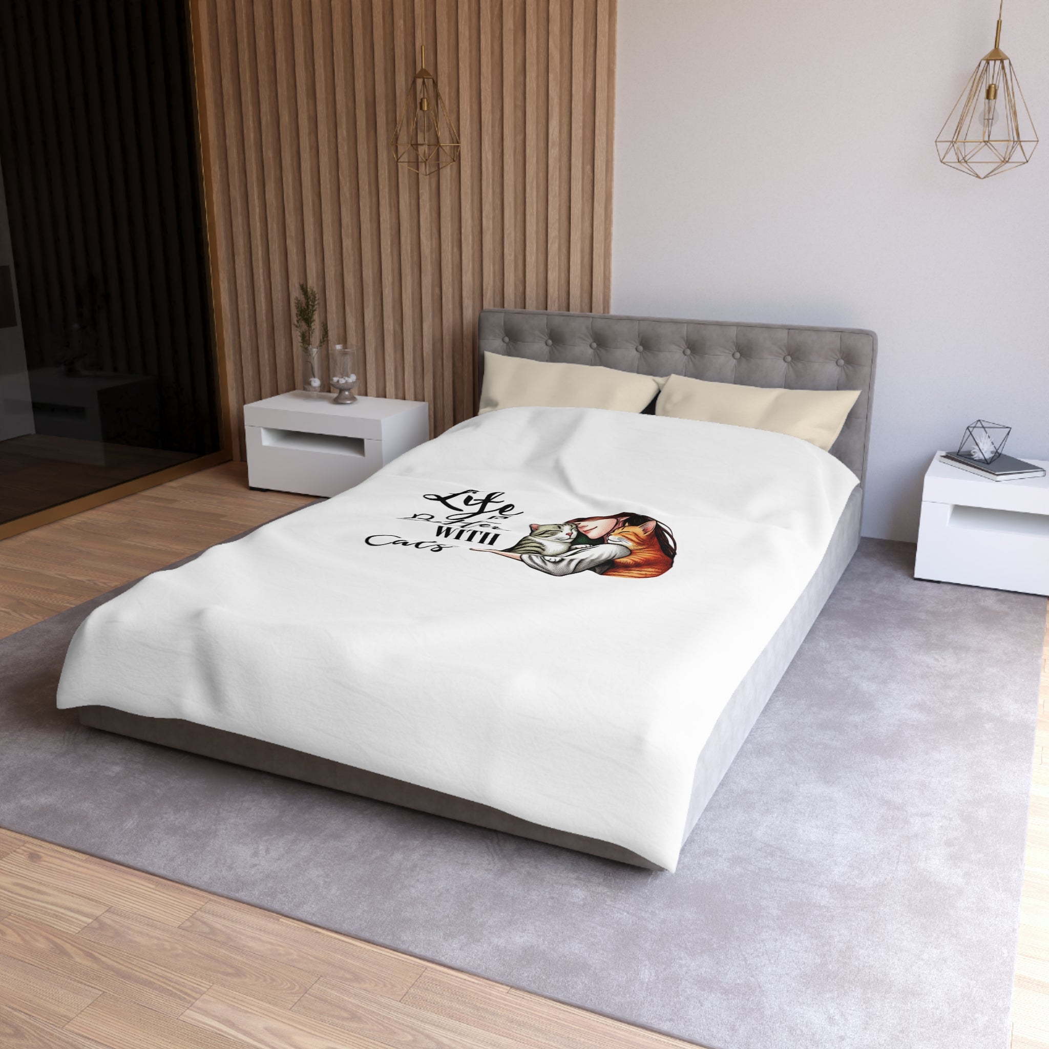Microfiber Duvet Cover – "Life Is Better With Cats" Cat Lover Bedding