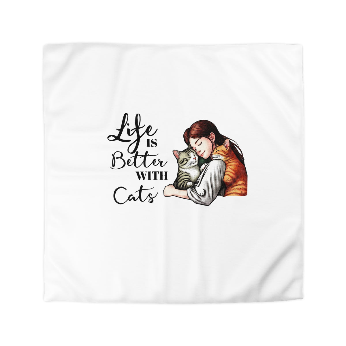 Microfiber Duvet Cover – "Life Is Better With Cats" Cat Lover Bedding