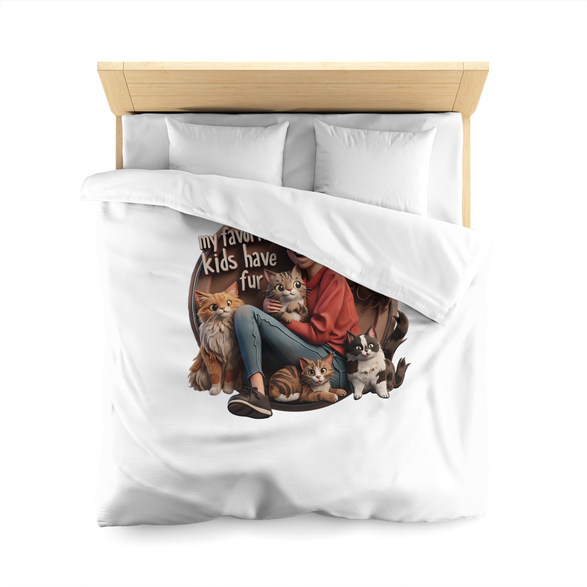 Duvet Cover — "My Favorite Kids Have Fur" Cat & Dog Pet Lover Microfiber Duvet