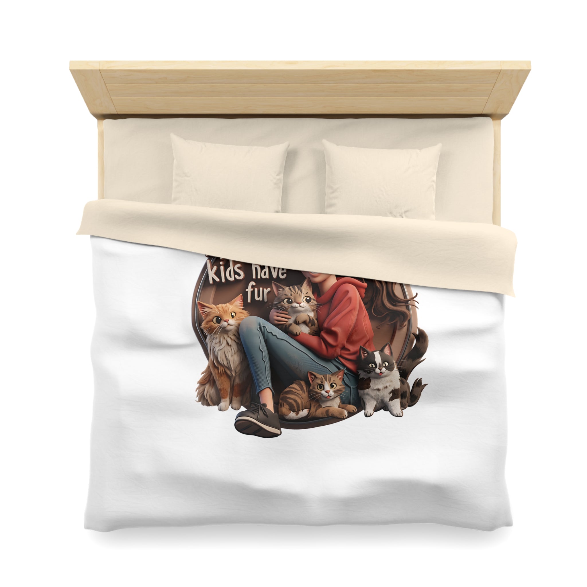 Duvet Cover — "My Favorite Kids Have Fur" Cat & Dog Pet Lover Microfiber Duvet