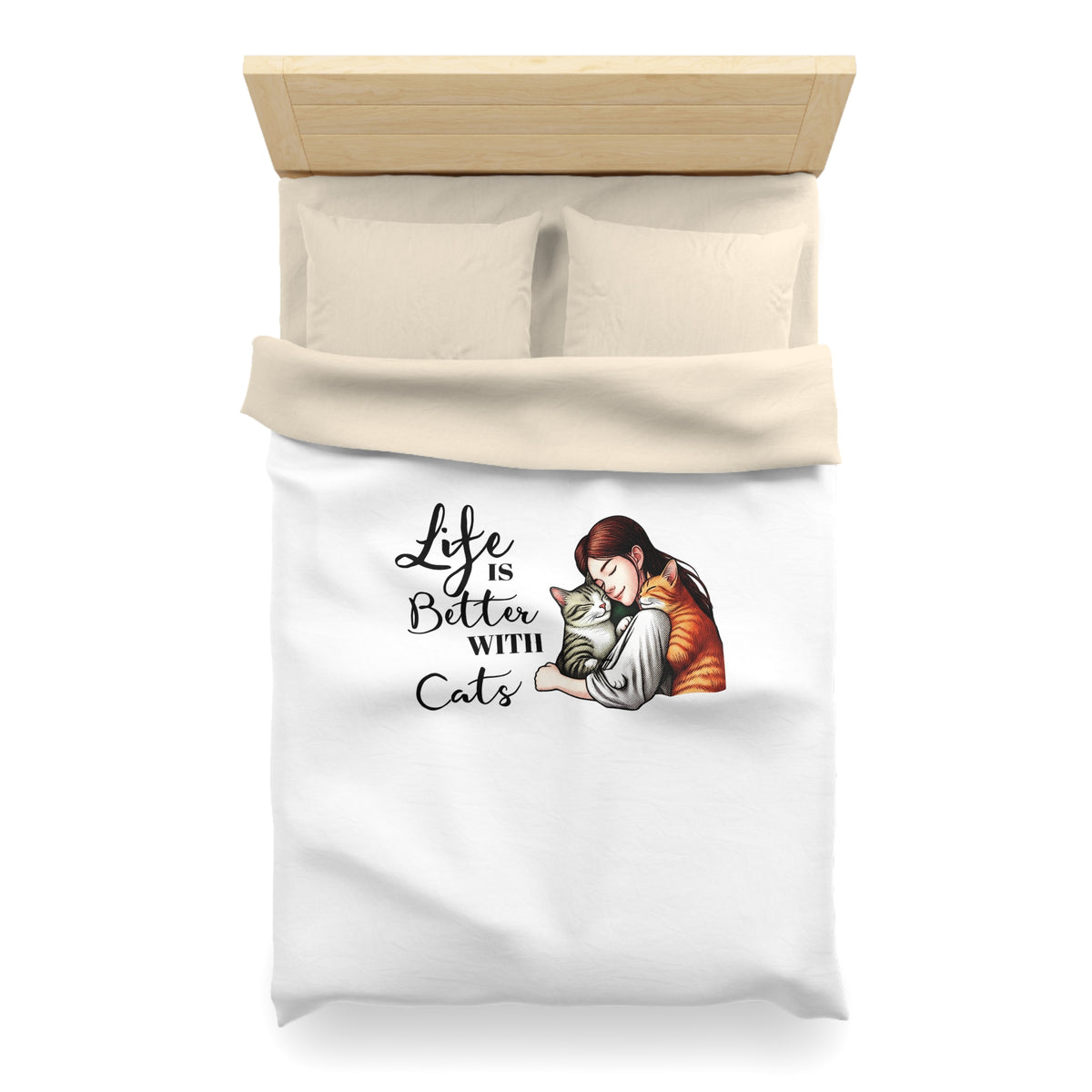Microfiber Duvet Cover – "Life Is Better With Cats" Cat Lover Bedding