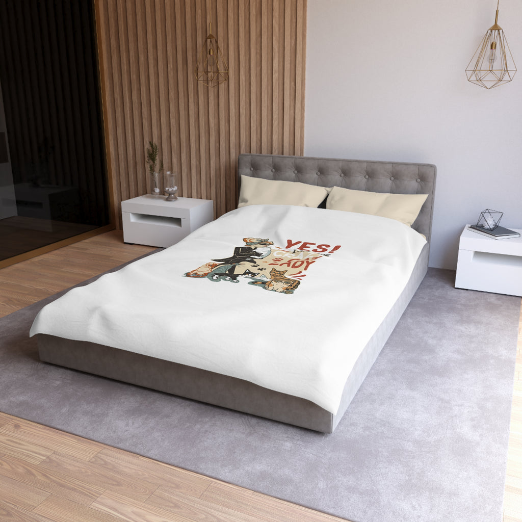 Duvet Cover - "Yes! I Am The Crazy Cat Lady" Retro Cat Lover Bedding