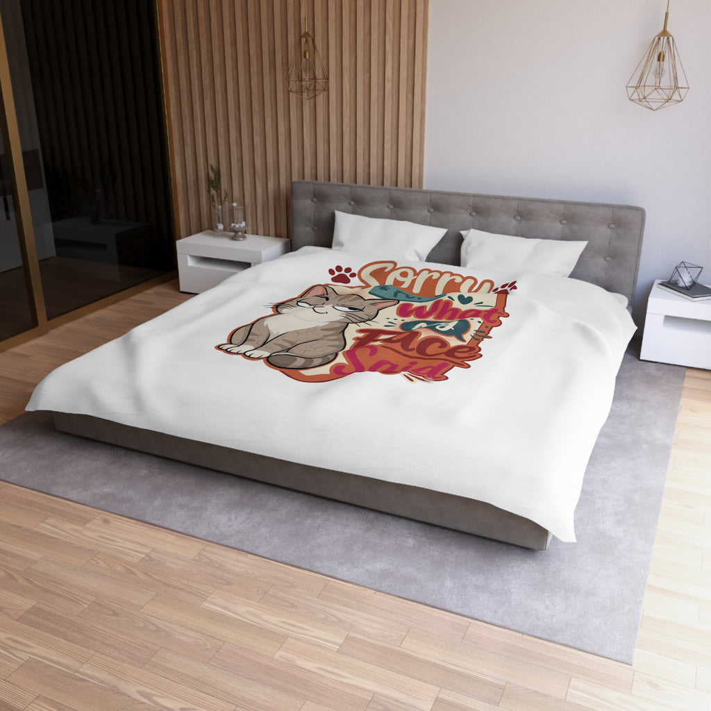 Sorry For What My Face Said Cat Duvet Cover