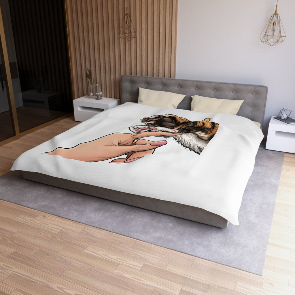Cat Paw Duvet Cover — Cute Hand & Paw Illustration Microfiber Bedding for Cat Lovers