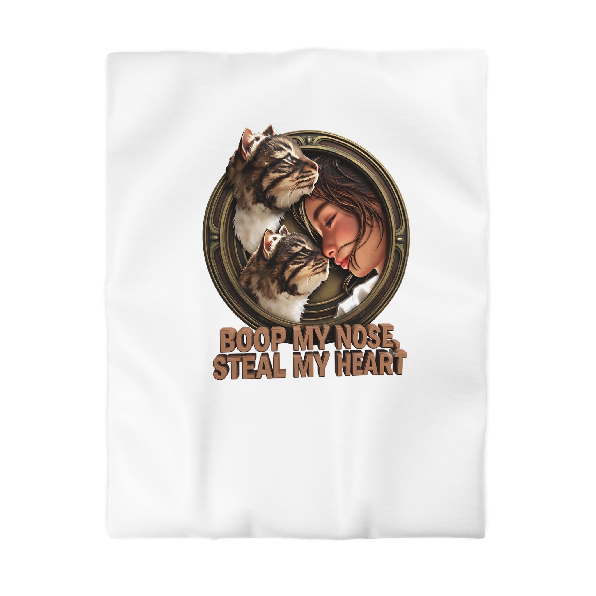 Cat Lover Duvet Cover — "Boop My Nose, Steal My Heart" Cozy Microfiber Bedding