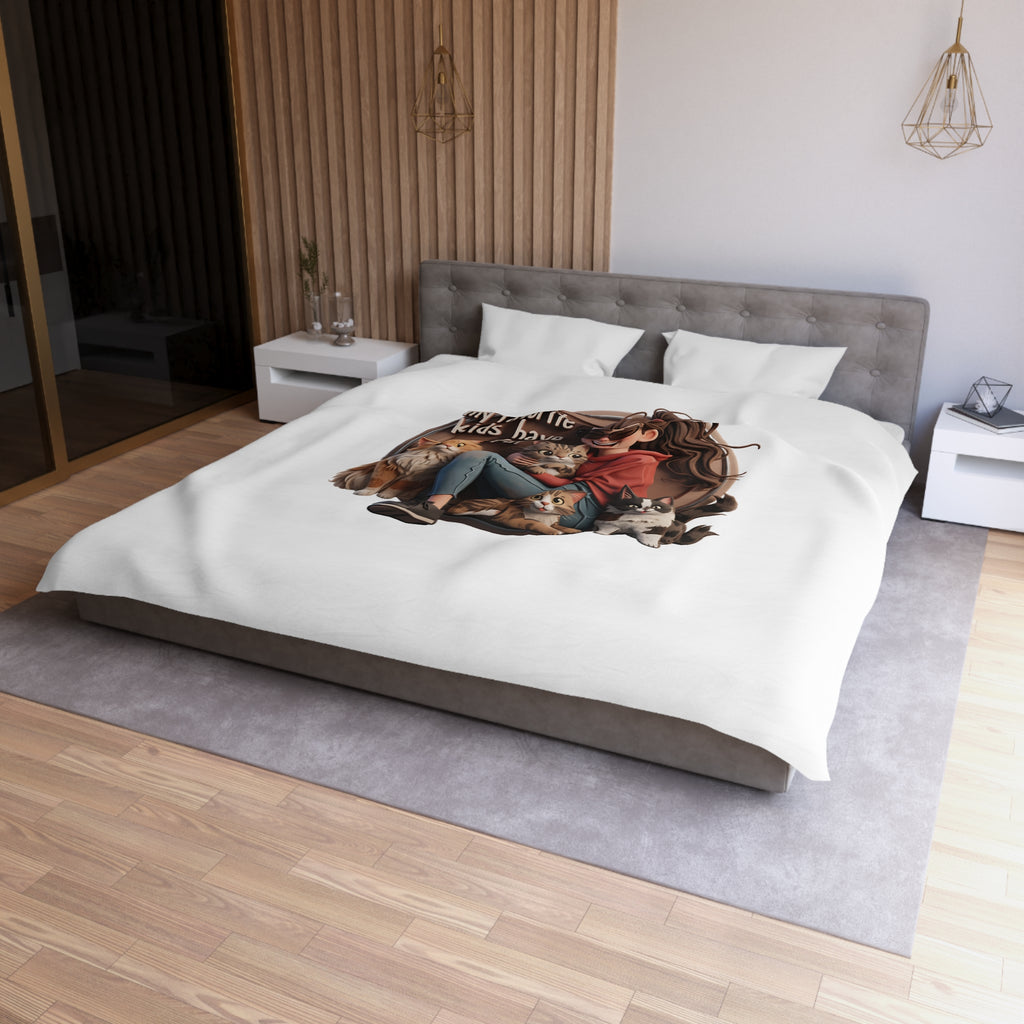 Duvet Cover — "My Favorite Kids Have Fur" Cat & Dog Pet Lover Microfiber Duvet