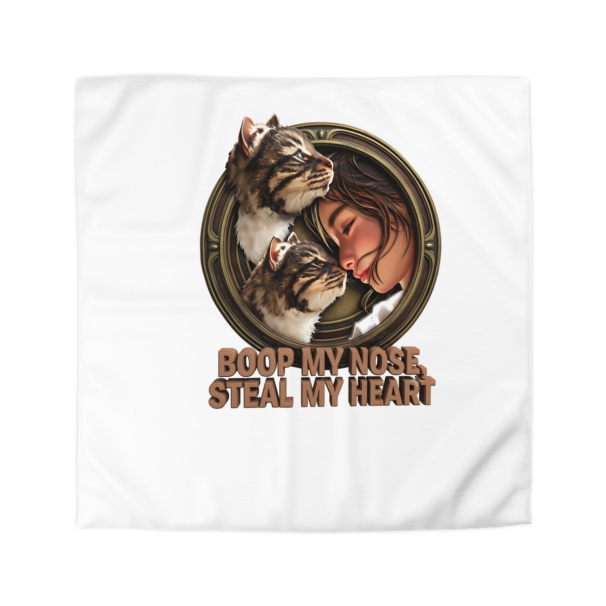 Cat Lover Duvet Cover — "Boop My Nose, Steal My Heart" Cozy Microfiber Bedding