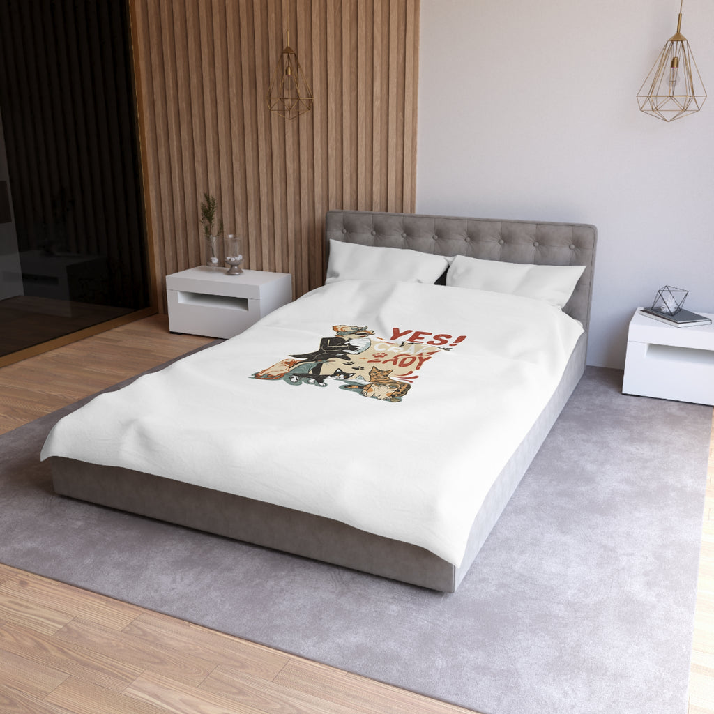 Duvet Cover - "Yes! I Am The Crazy Cat Lady" Retro Cat Lover Bedding
