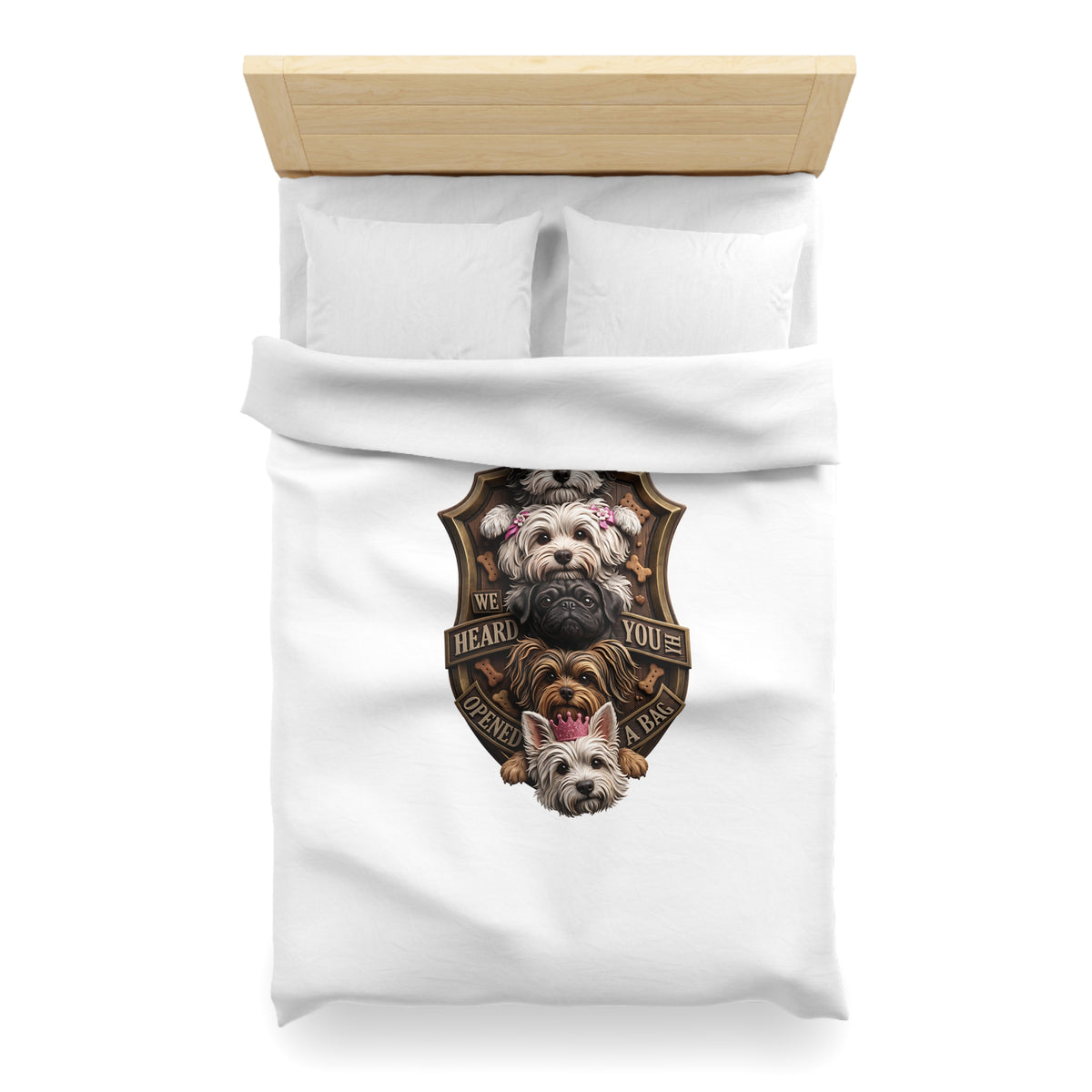 Dog Stack Microfiber Duvet Cover — "We Heard You Opened A Bag" Cute Puppy Portraits