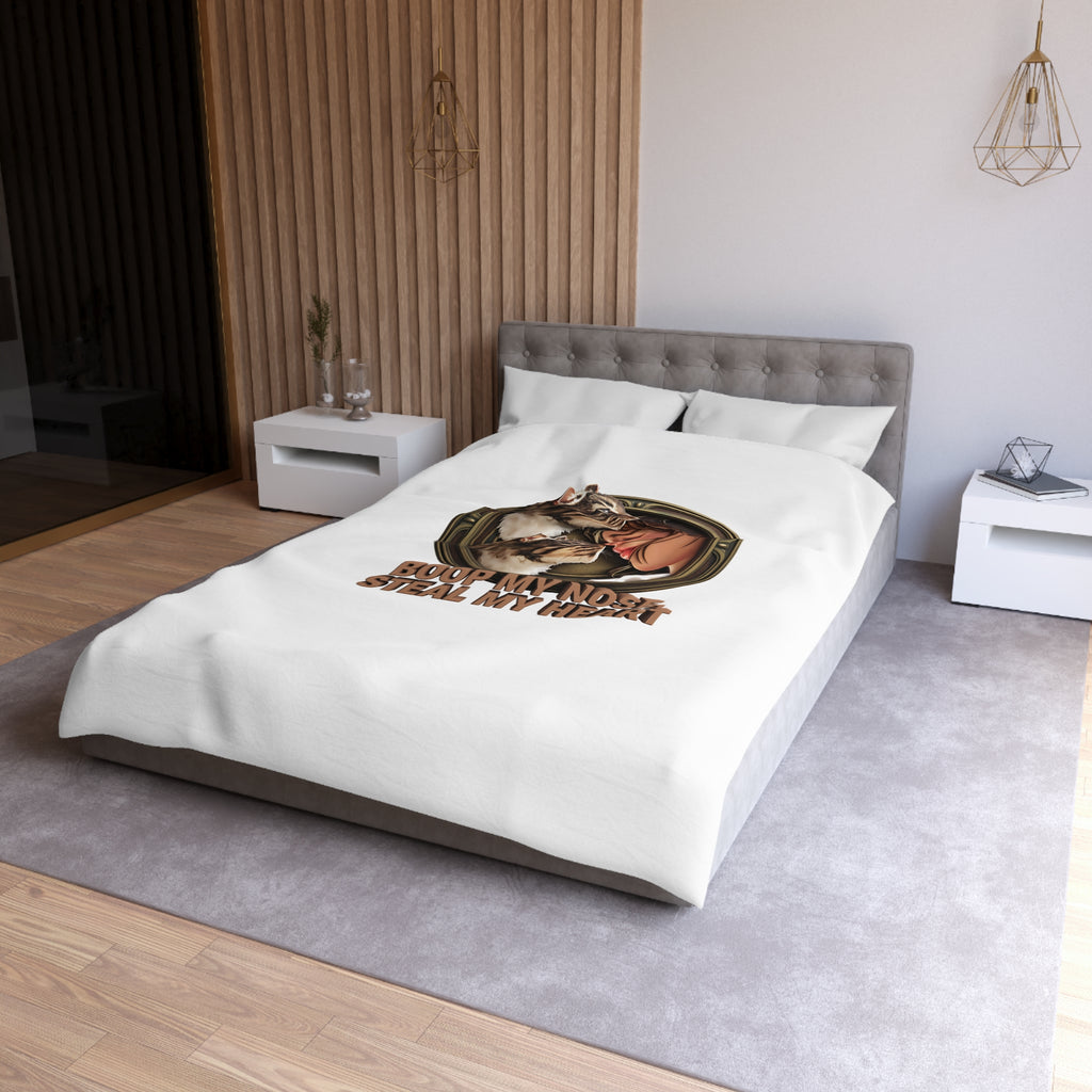 Cat Lover Duvet Cover — "Boop My Nose, Steal My Heart" Cozy Microfiber Bedding