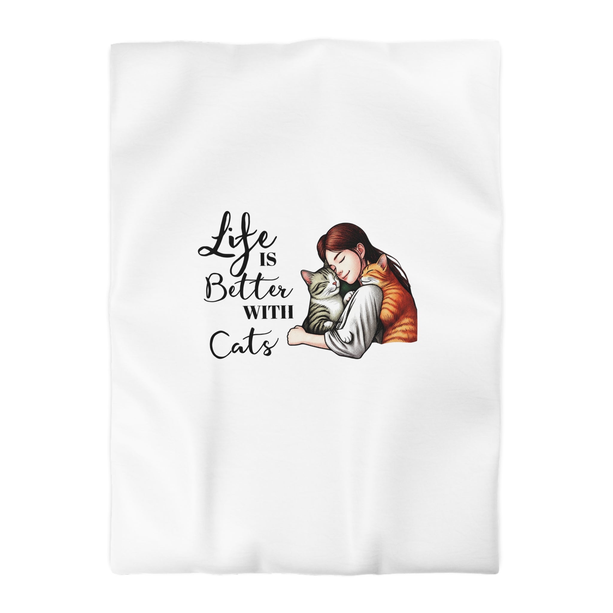Microfiber Duvet Cover – "Life Is Better With Cats" Cat Lover Bedding