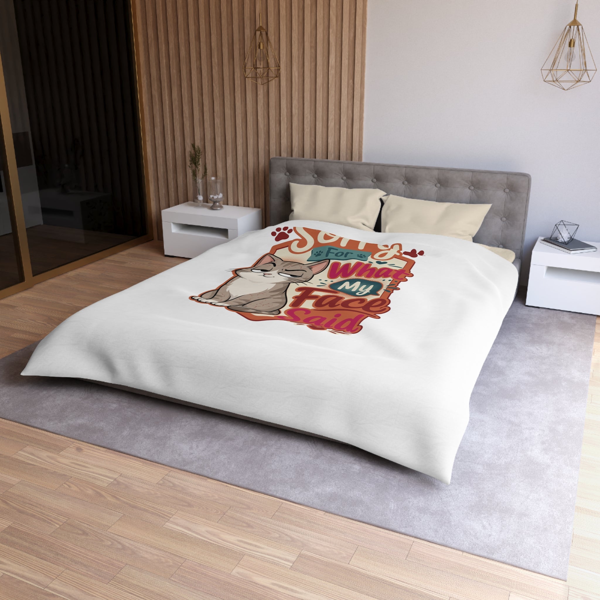 Sorry For What My Face Said Cat Duvet Cover