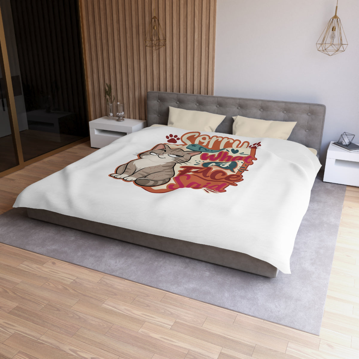 Sorry For What My Face Said Cat Duvet Cover
