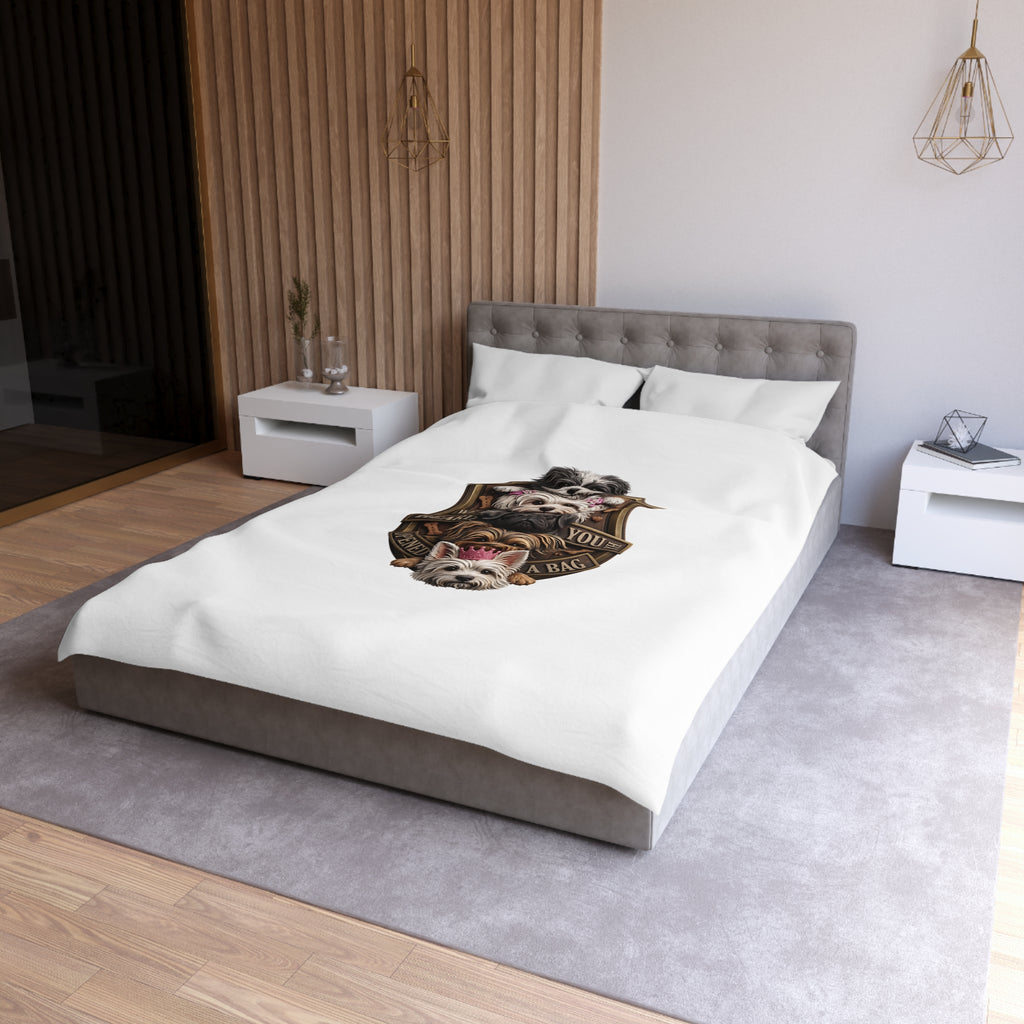 Dog Stack Microfiber Duvet Cover — "We Heard You Opened A Bag" Cute Puppy Portraits