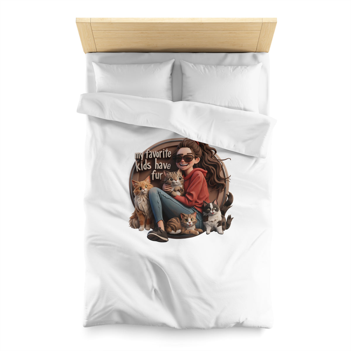 Duvet Cover — "My Favorite Kids Have Fur" Cat & Dog Pet Lover Microfiber Duvet