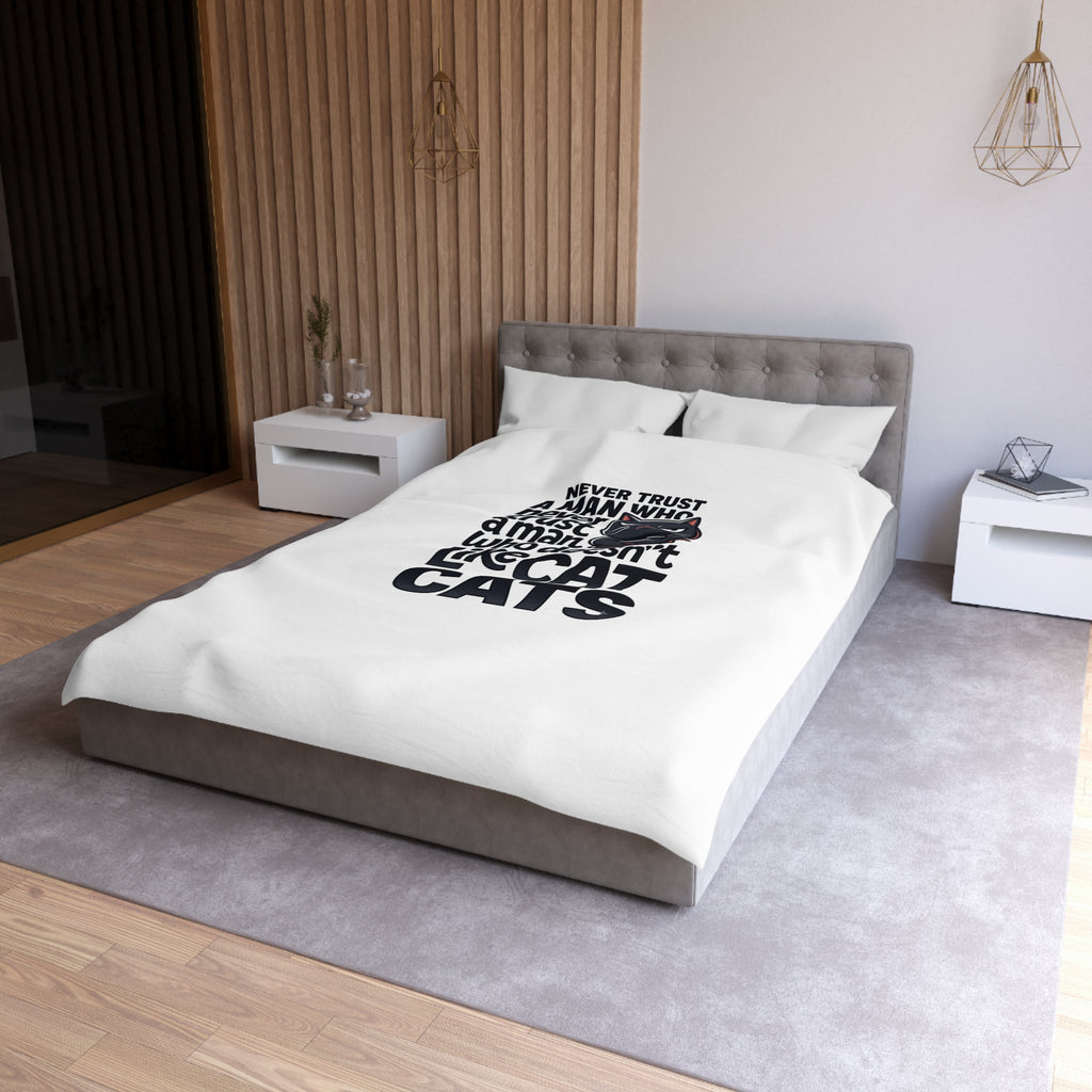 Duvet Cover — "Never Trust a Man Who Doesn't Like Cats" Cute Black Cat Bedding