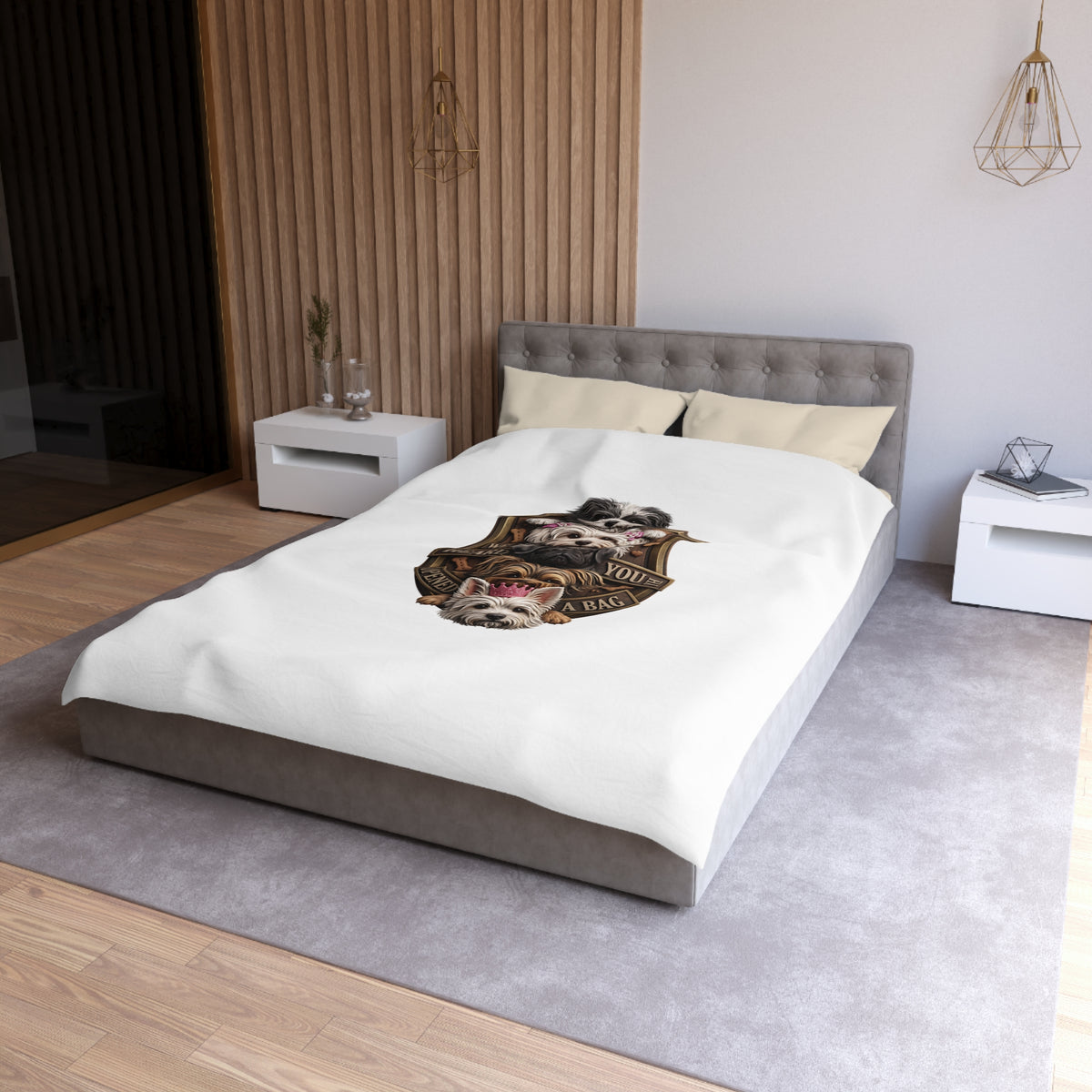 Dog Stack Microfiber Duvet Cover — "We Heard You Opened A Bag" Cute Puppy Portraits