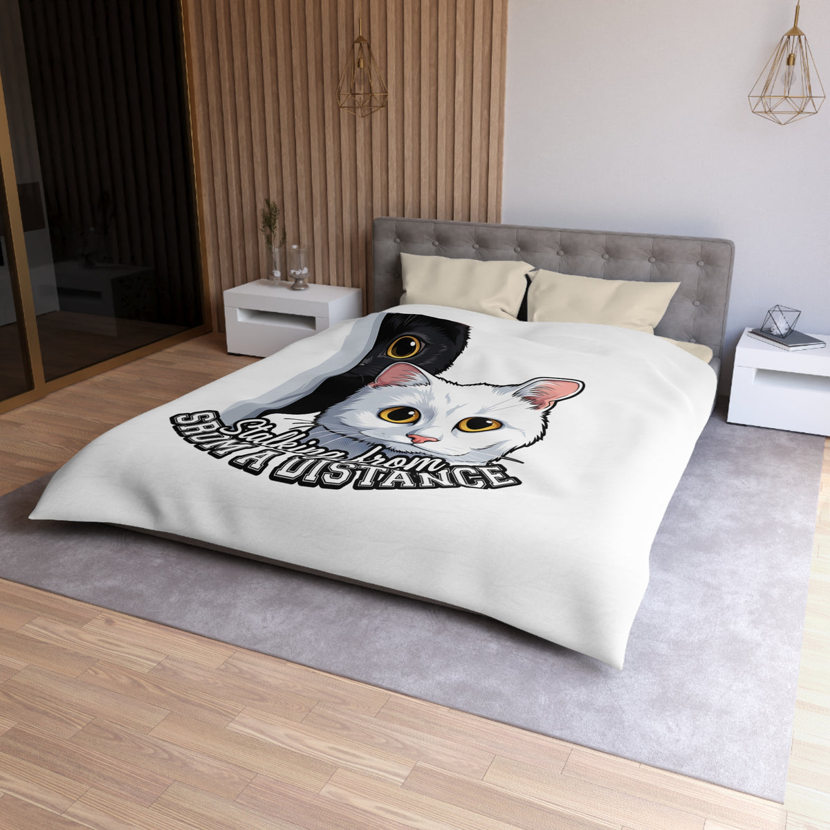Cat Duvet Cover — "Stalking From Shum a Distance" Cute Cartoon Cats Bedding