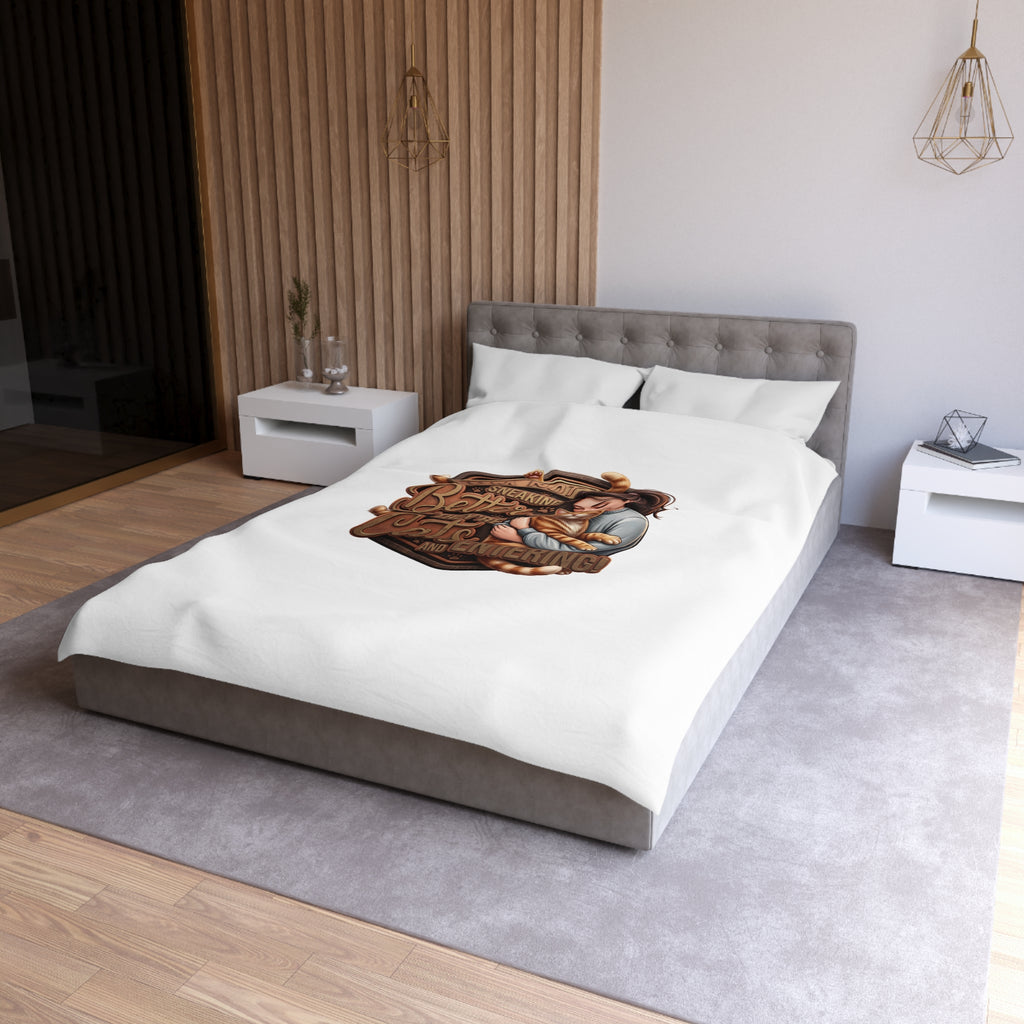 Cat Lover Duvet Cover — "I’m Not Sneaking, Better The Way Cats Are Entering" Cozy Microfiber