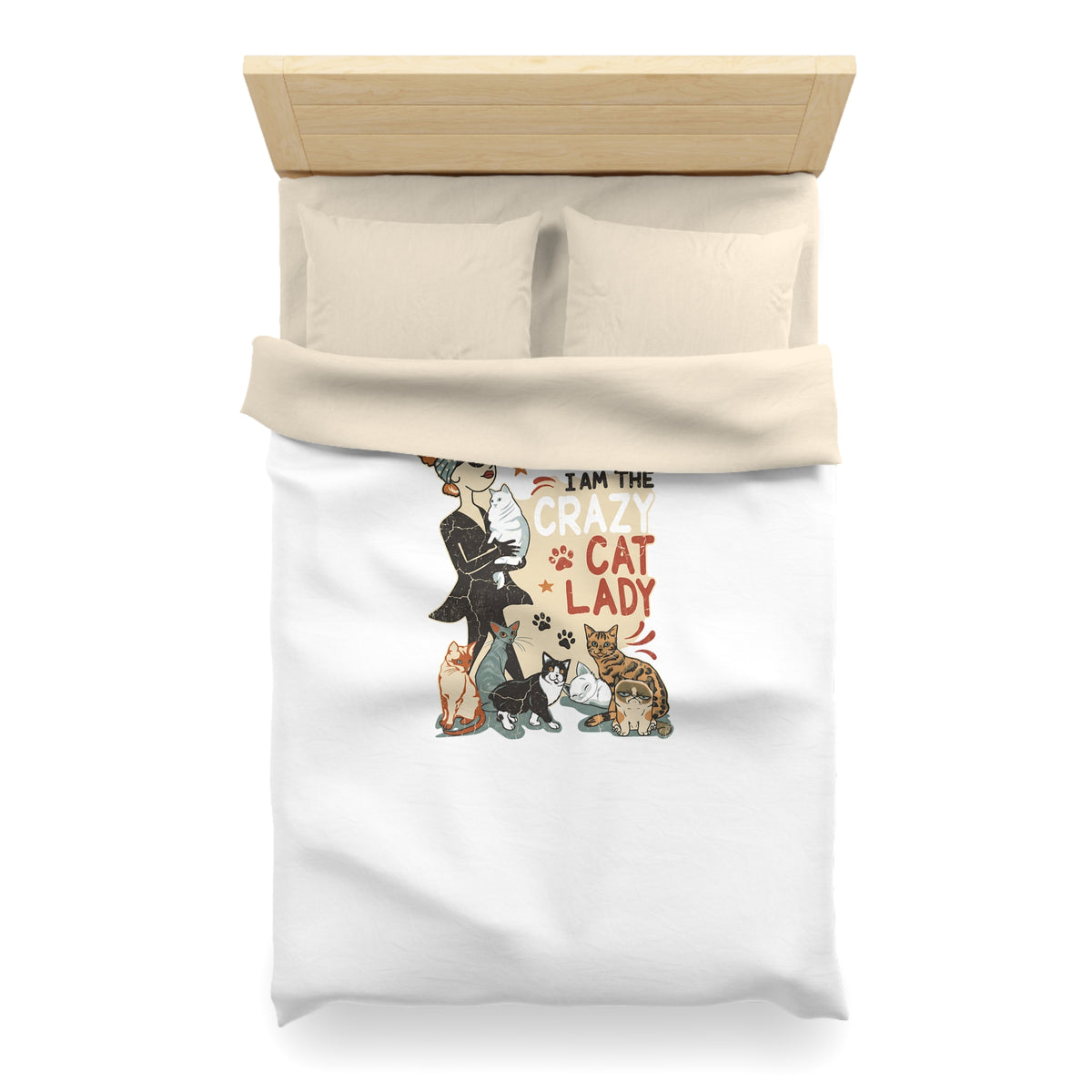 Duvet Cover - "Yes! I Am The Crazy Cat Lady" Retro Cat Lover Bedding