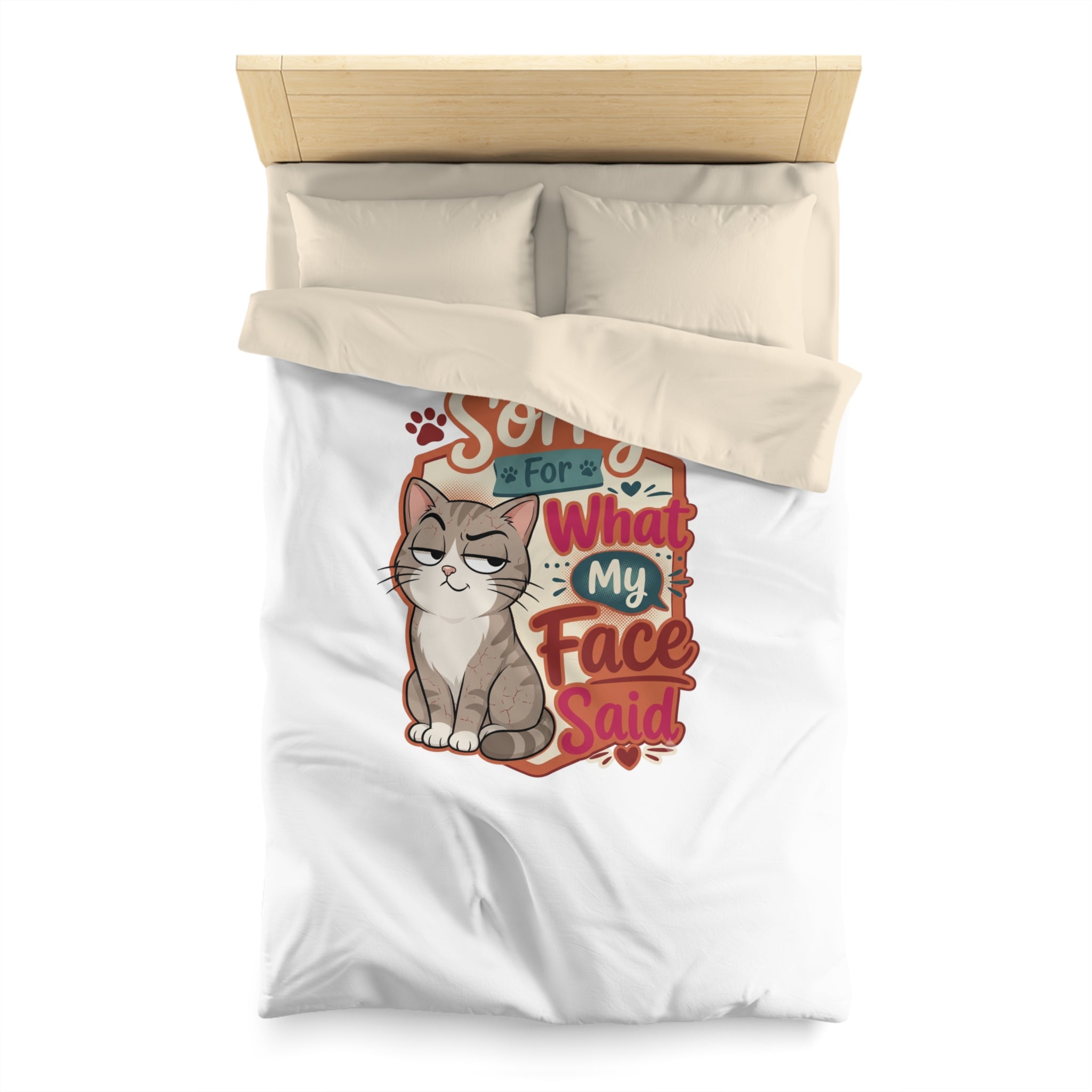 Sorry For What My Face Said Cat Duvet Cover