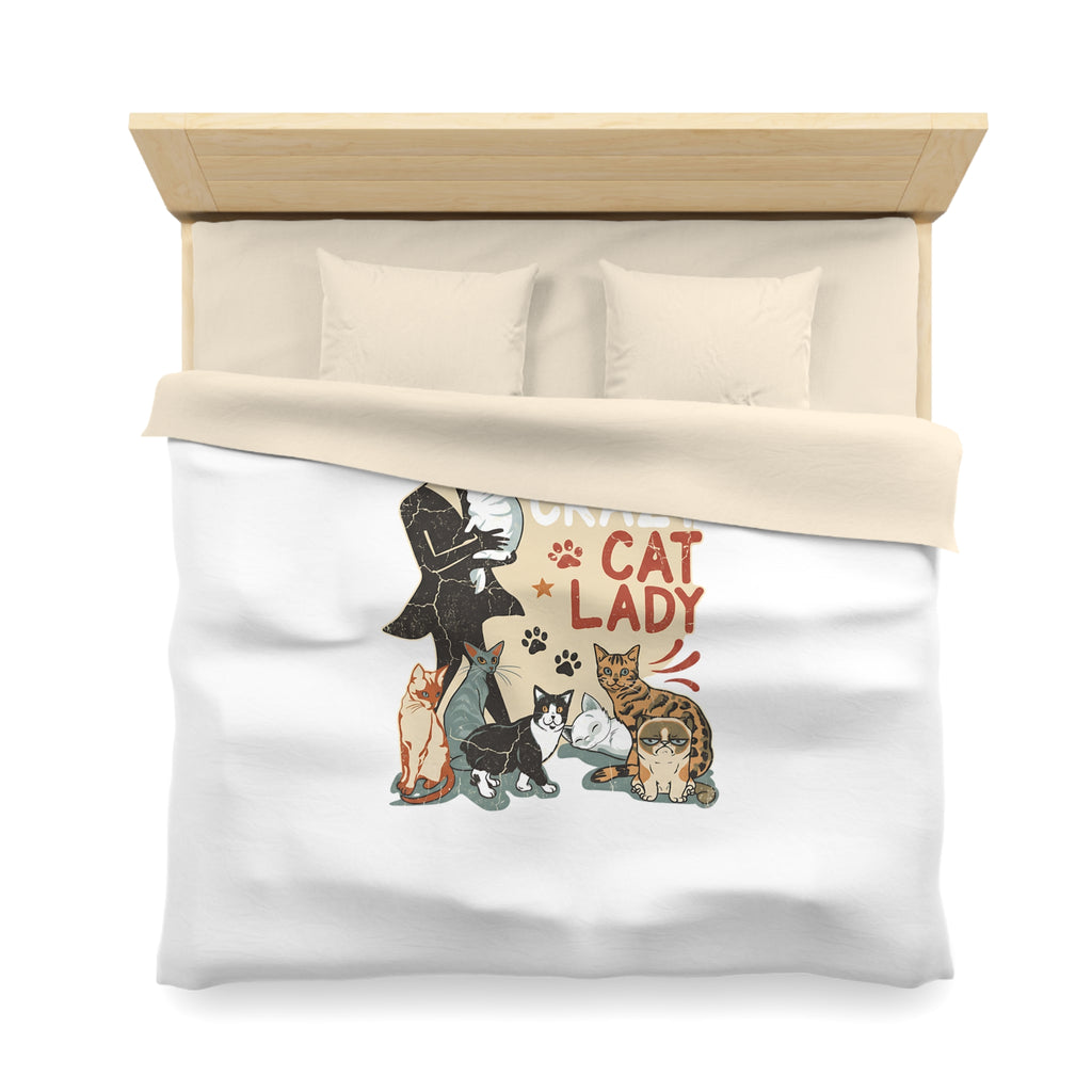 Duvet Cover - "Yes! I Am The Crazy Cat Lady" Retro Cat Lover Bedding