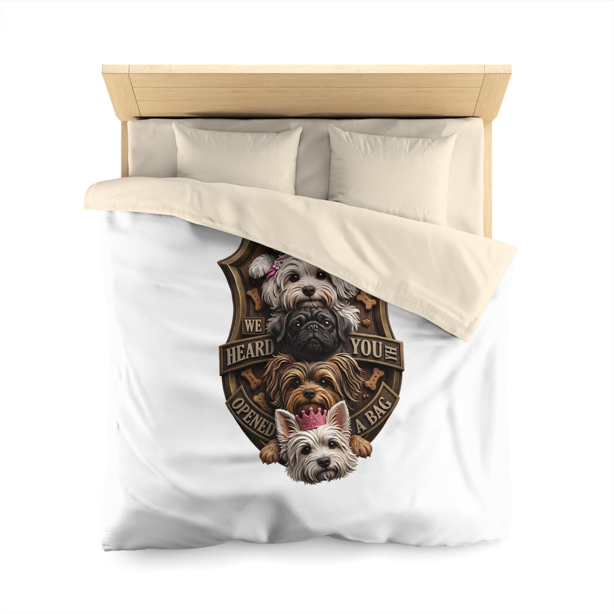 Dog Stack Microfiber Duvet Cover — "We Heard You Opened A Bag" Cute Puppy Portraits
