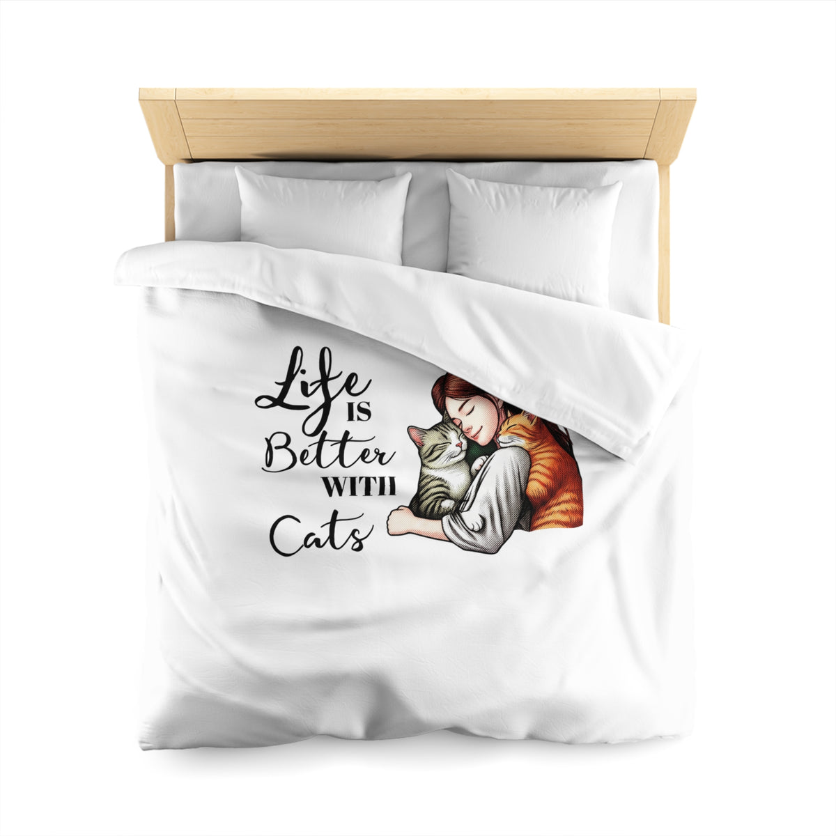 Microfiber Duvet Cover – "Life Is Better With Cats" Cat Lover Bedding