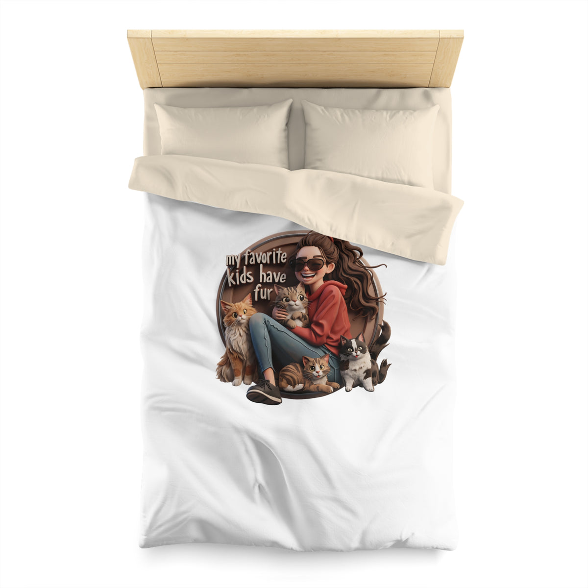 Duvet Cover — "My Favorite Kids Have Fur" Cat & Dog Pet Lover Microfiber Duvet