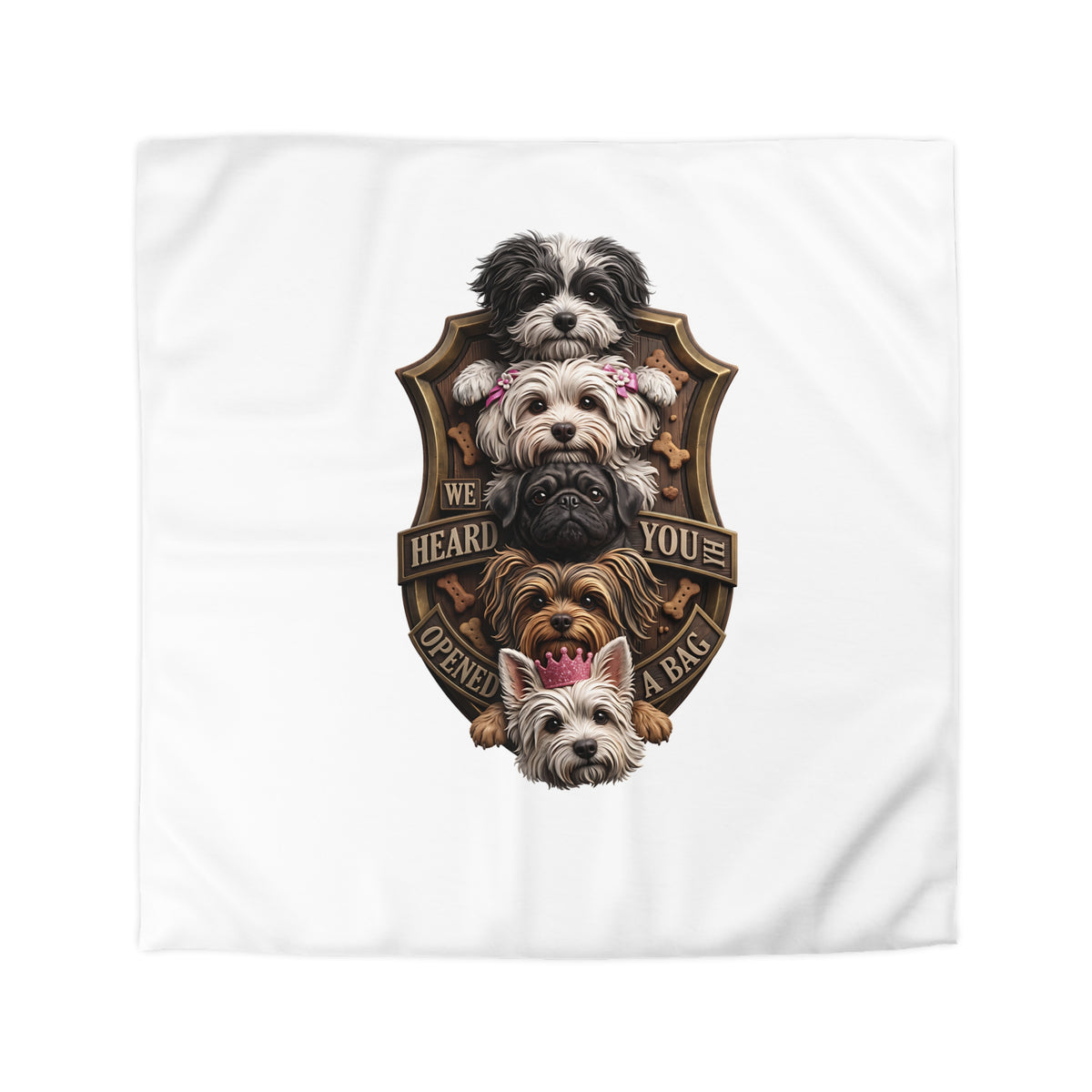 Dog Stack Microfiber Duvet Cover — "We Heard You Opened A Bag" Cute Puppy Portraits