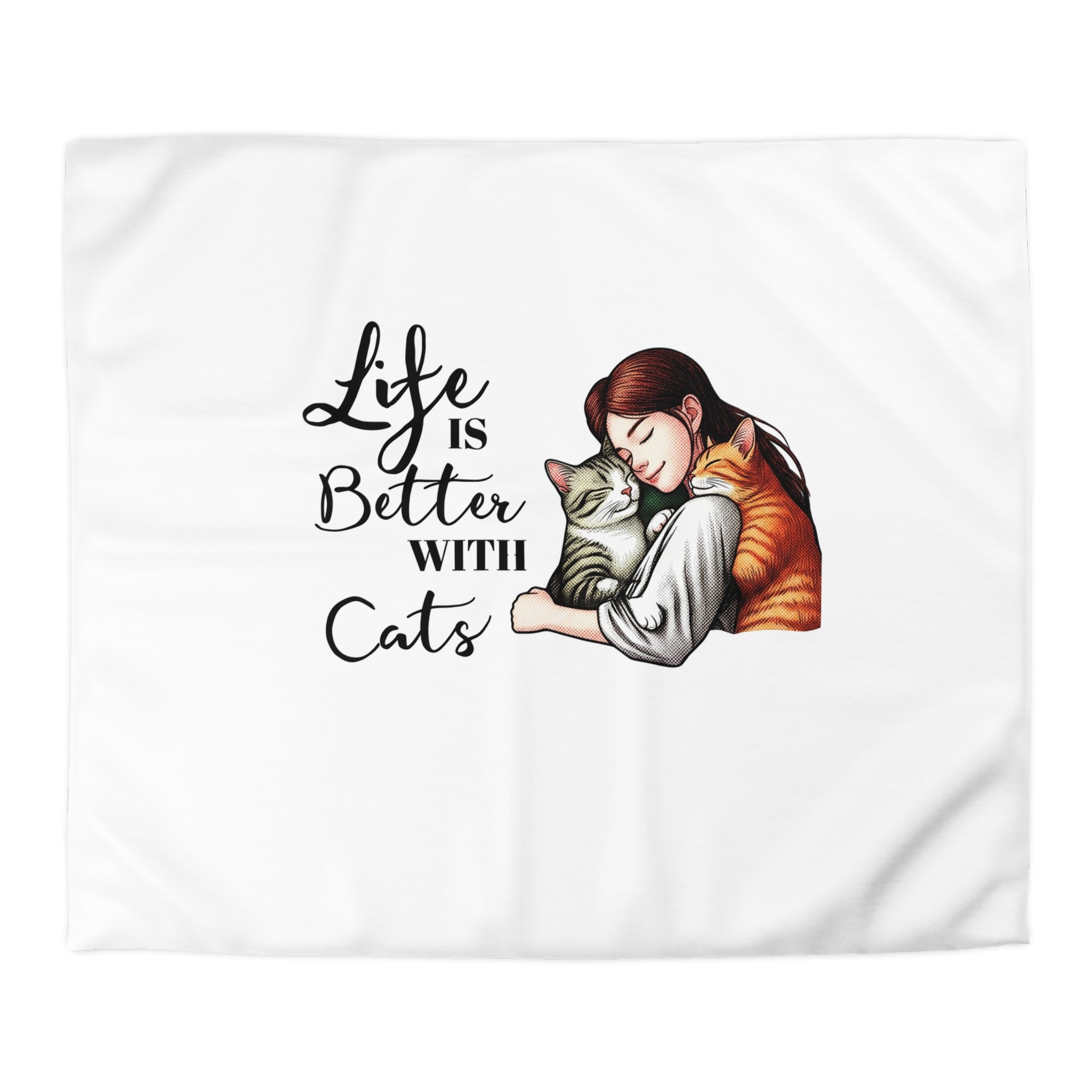 Microfiber Duvet Cover – "Life Is Better With Cats" Cat Lover Bedding