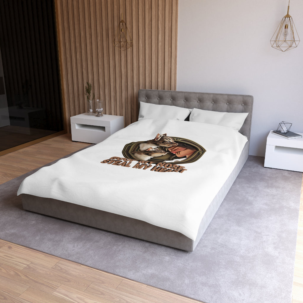 Cat Lover Duvet Cover — "Boop My Nose, Steal My Heart" Cozy Microfiber Bedding