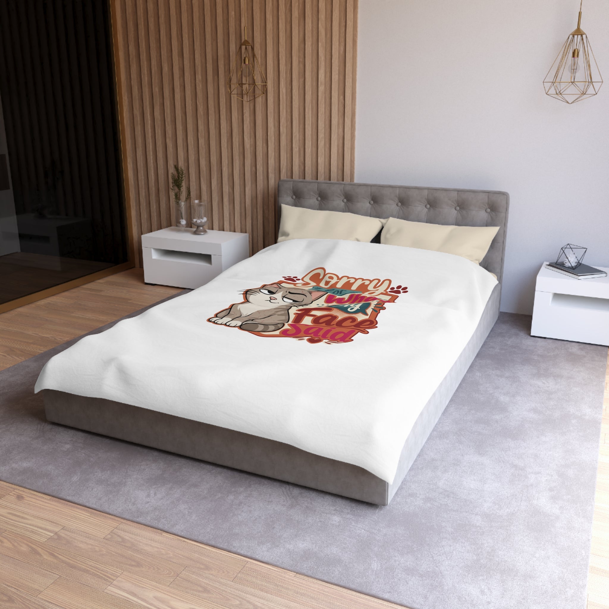 Sorry For What My Face Said Cat Duvet Cover